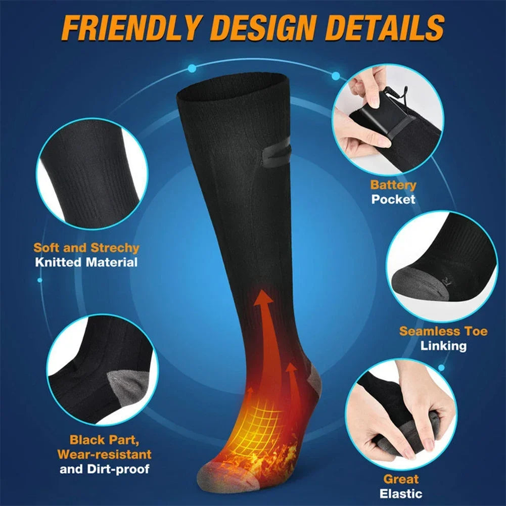 Heated Socks with Rechargeable Battery and 3 Temperature Settings for Winter Outdoor Activities
