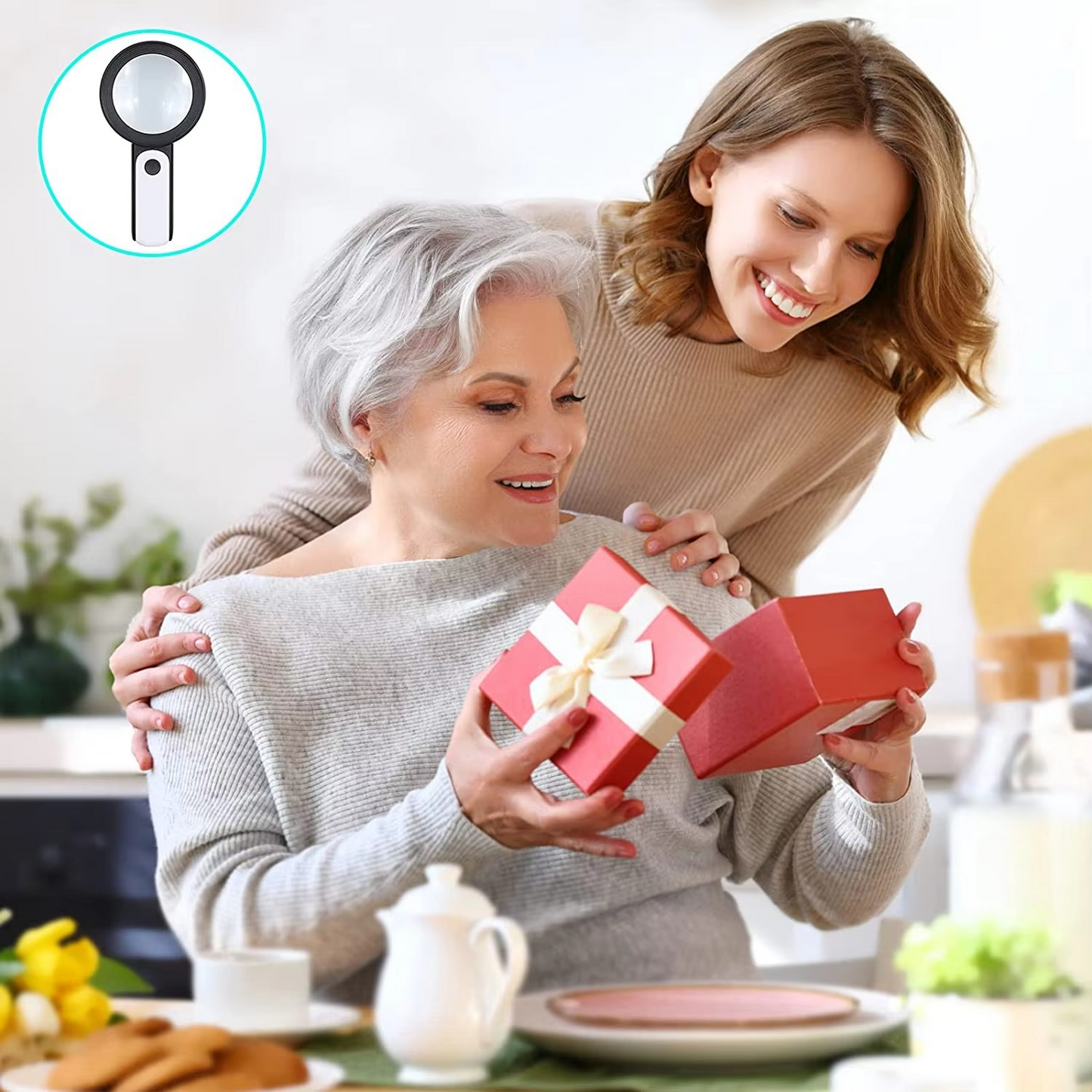 Powerful 30x Handheld Magnifying Glass with LED Lights for Seniors