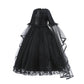 Girls Evil Queen Cosplay Dress with Lace Ruffle Details and Mid Calf Length, Ages 4-6