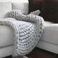 Knitted Throw Blanket with Natural Fibers and Hand-Textured Design, All-Season Use