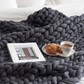 Knitted Throw Blanket with Natural Fibers and Hand-Textured Design, All-Season Use