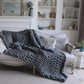 Knitted Throw Blanket with Natural Fibers and Hand-Textured Design, All-Season Use