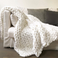 Knitted Throw Blanket with Natural Fibers and Hand-Textured Design, All-Season Use