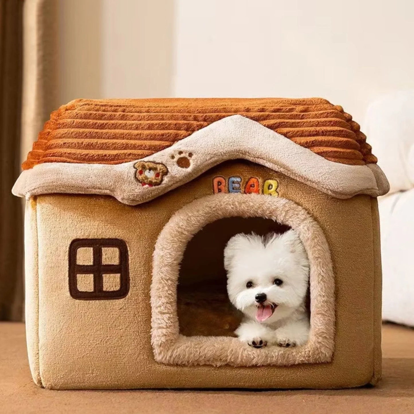 Padded Pet Bed with Raised Edges and Removable Cover for Small to Medium Pets