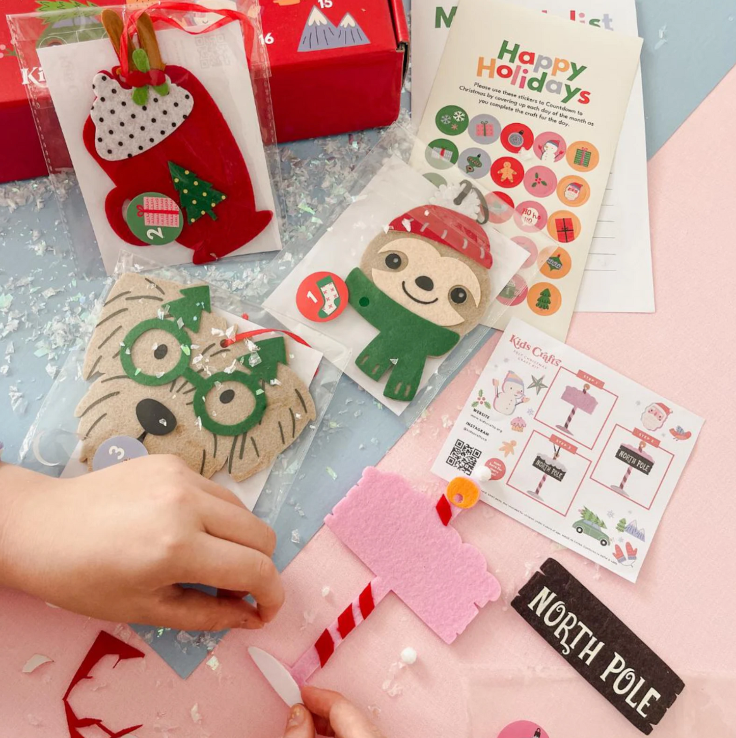 Felt Ornament Advent Calendar with 25 Daily Craft Kits and Sticker Countdown