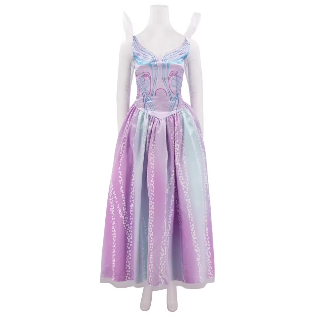 Fantasy Character Cosplay Dress with Fitted Bodice and Layered Skirt, Sparkling Accents