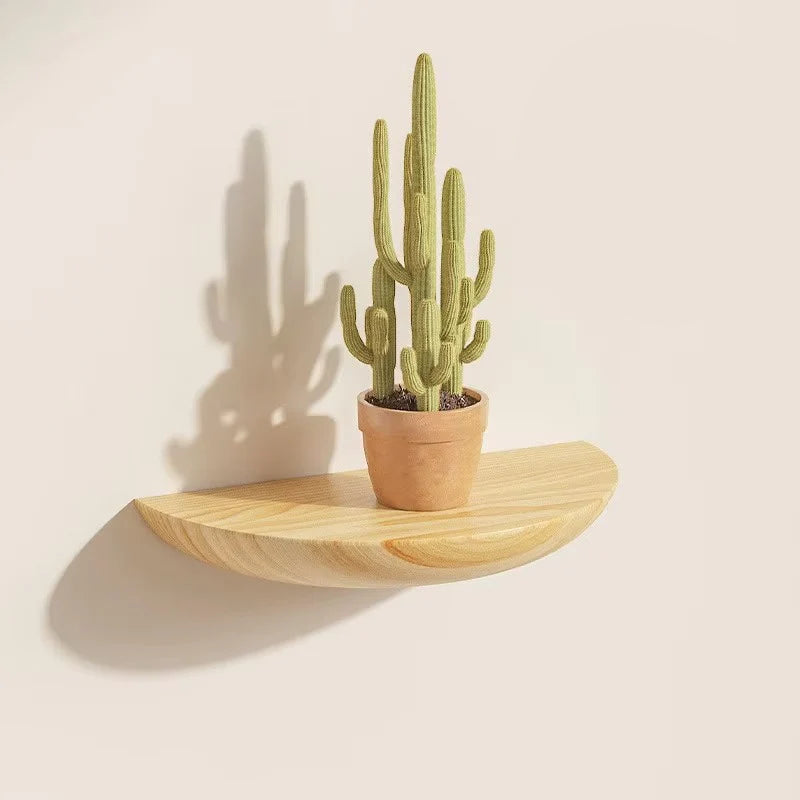 Half Round Wooden Floating Shelf Modern Wall Mounted Wall Display