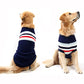 Large Dog Christmas Sweater with Striped Knit Pattern and Seasonal Design