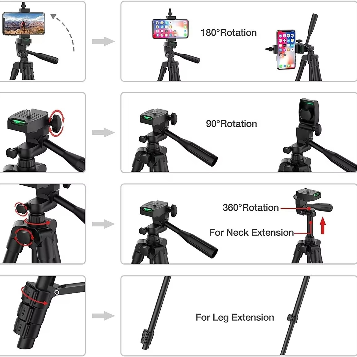 Expandable Camera Tripod with Wireless Remote and Adjustable Phone Holder, 20-55in