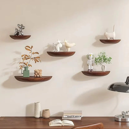 Half Round Wooden Floating Shelf Modern Wall Mounted Wall Display