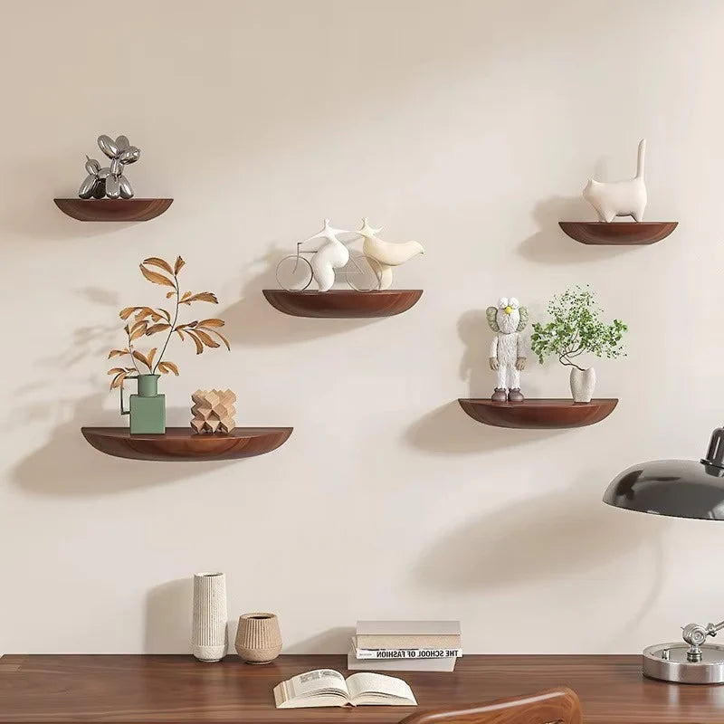 Half Round Wooden Floating Shelf Modern Wall Mounted Wall Display
