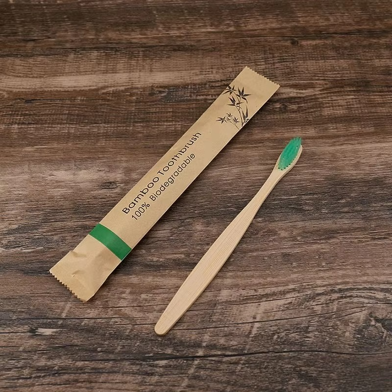 Bamboo Toothbrush Set with Soft Nylon Bristles and Naturally Antibacterial Handle, 10 Pack