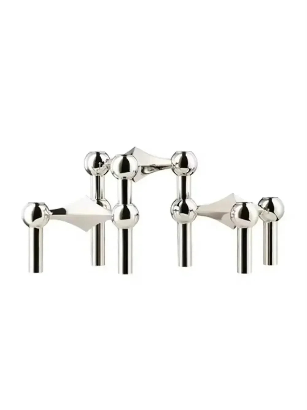 Modern Molecular Metal Candle Holder, Nordic Inspired Silver Centerpiece for Elegant Interiors