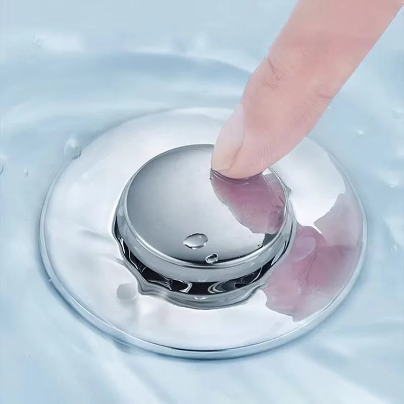 Pop-Up Sink Drain Stopper, Built-In Hair Catcher for Bathroom and Kitchen Sinks