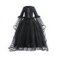 Girls Evil Queen Cosplay Dress with Lace Ruffle Details and Mid Calf Length, Ages 4-6
