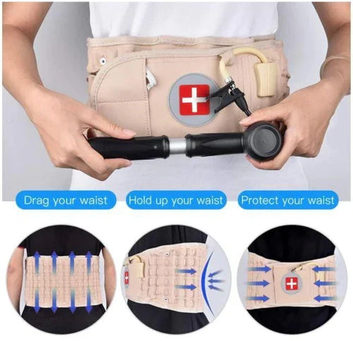 Inflatable Lumbar Belt with Manual Pump and Adjustable Air Traction