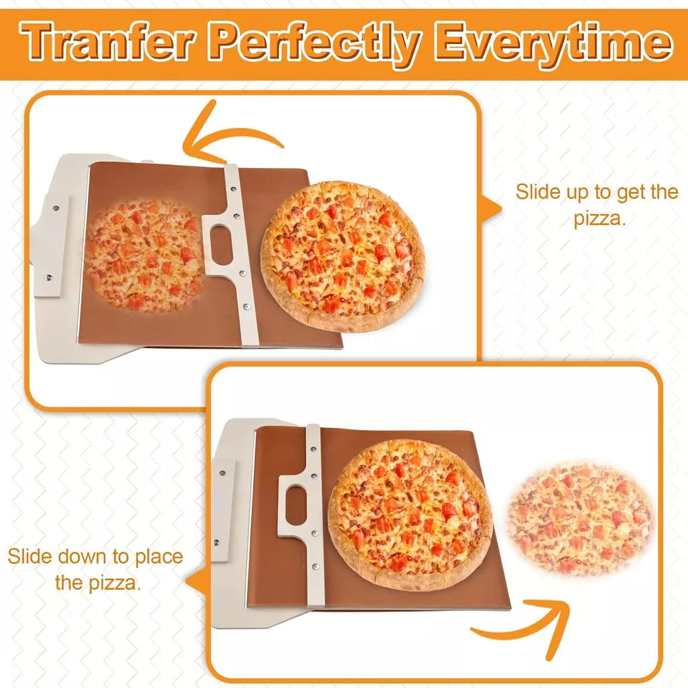 Wooden Pizza Peel with Beveled Edge and 10-Inch Handle for Ovens and Grills