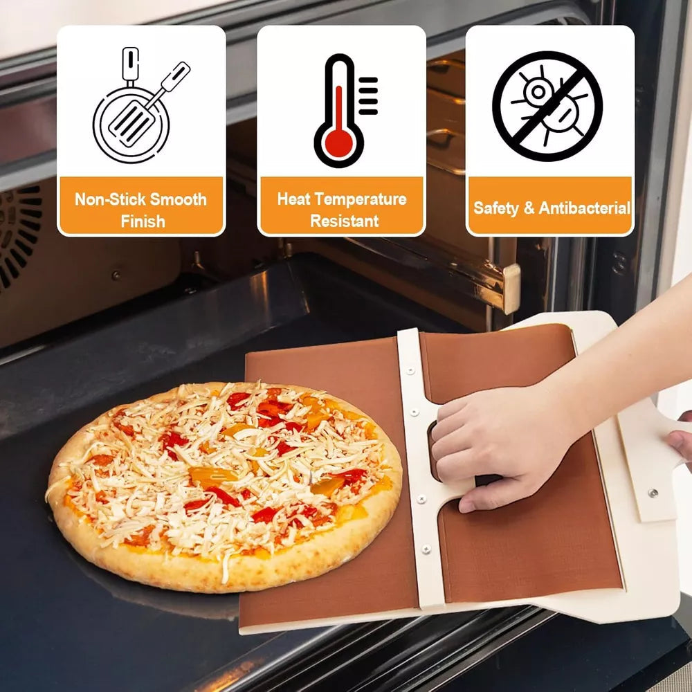 Wooden Pizza Peel with Beveled Edge and 10-Inch Handle for Ovens and Grills