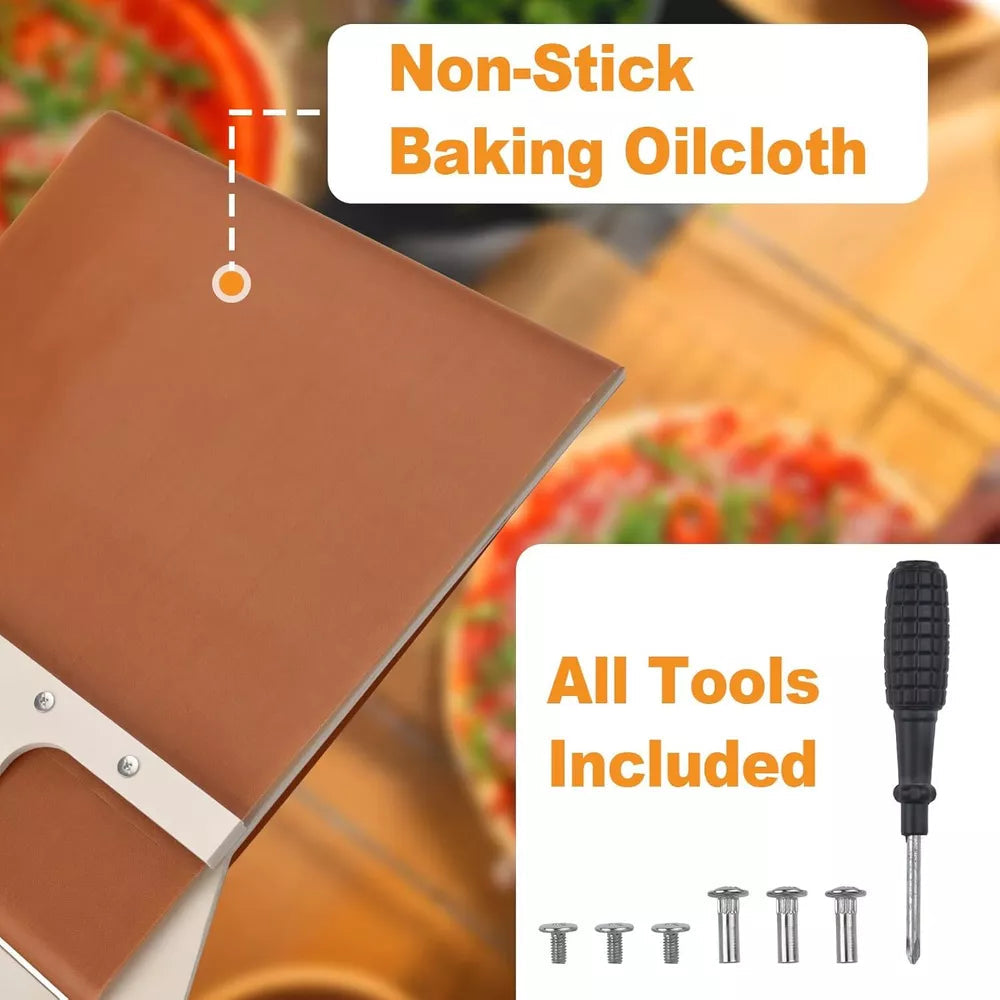 Wooden Pizza Peel with Beveled Edge and 10-Inch Handle for Ovens and Grills