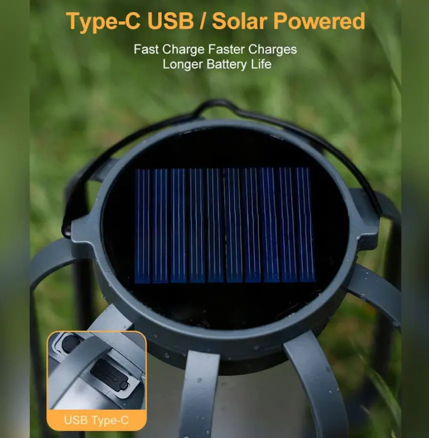 Solar Flame Lantern with Flickering Light Effect and Auto Dusk Sensor, 12-Hour Runtime