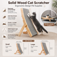 Curved Wood Cat Scratcher with Textured Surface and Slope Design