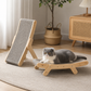 Curved Wood Cat Scratcher with Textured Surface and Slope Design