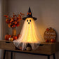 Battery Powered Ghost Decoration with Sparkly Tulle and Witch Hat, 23 Inches