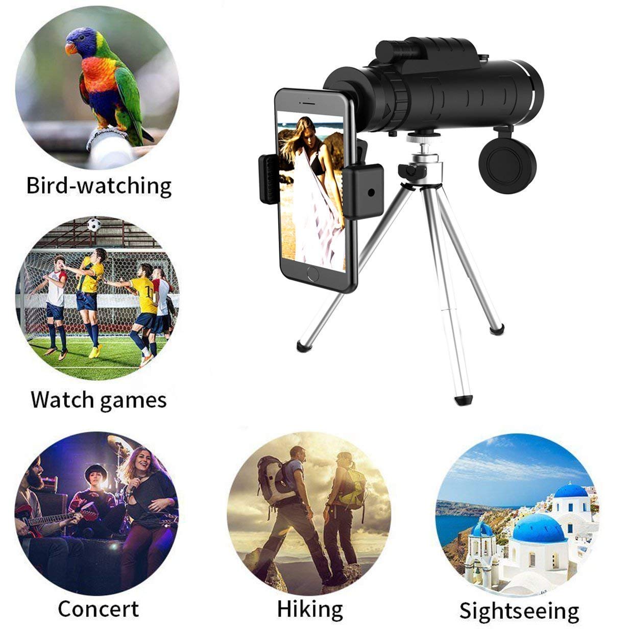 High Power Monocular Telescope With Smartphone Holder and Tripod, Waterproof 10x Magnification