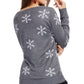 Womens Gray Sequin Snowman Christmas Sweater with Sparkling Snowflake Sleeves