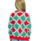 Girls Red and Green Tinsel Christmas Sweater with Sparkling Holiday Trim