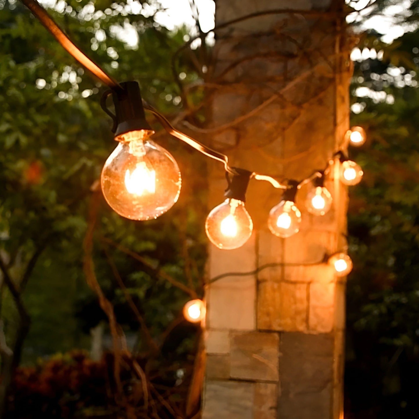 Warm White LED String Lights with Shatterproof Plastic Bulbs and Extendable Cord for Outdoor Spaces