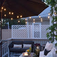 Warm White LED String Lights with Shatterproof Plastic Bulbs and Extendable Cord for Outdoor Spaces