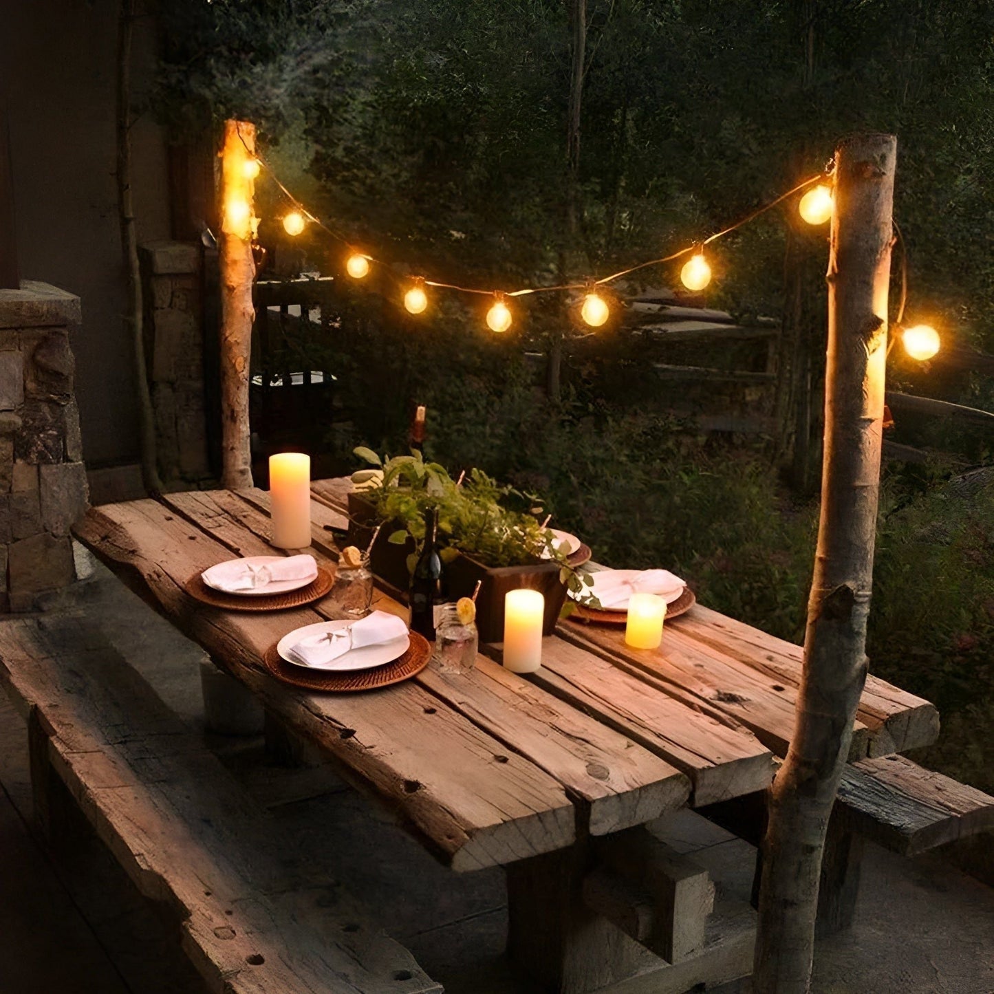 Warm White LED String Lights with Shatterproof Plastic Bulbs and Extendable Cord for Outdoor Spaces