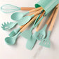 Silicone Kitchen Utensil Set with Bamboo Handles and Heat Resistant Design, 12-Piece