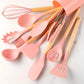 Silicone Kitchen Utensil Set with Bamboo Handles and Heat Resistant Design, 12-Piece
