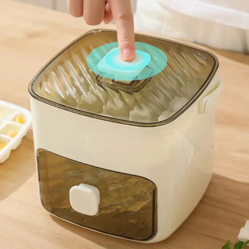 Press Action Ice Maker with Airtight Lid and Ice Tongs, 48 Cube  Capacity