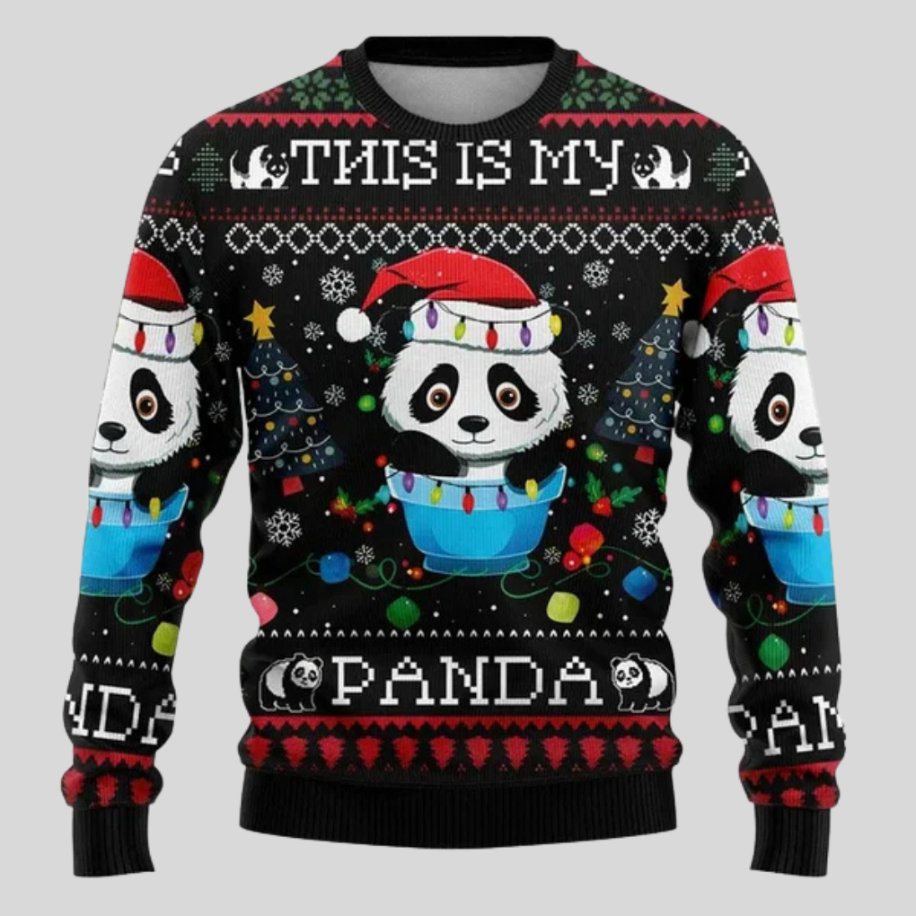 Polar Bear Knit Sweater with Crew Neck and Long Sleeves for Winter Gatherings