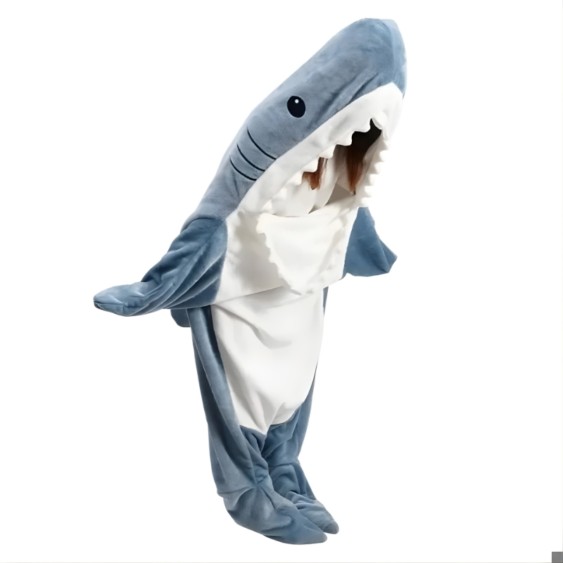Shark Hoodie Blanket with Soft Flannelette and Roomy Adult Fit, Machine Washable