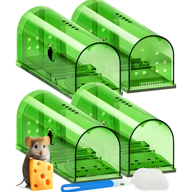 Humane Mouse Trap with No-Touch Release and Clear Ventilated Housing,