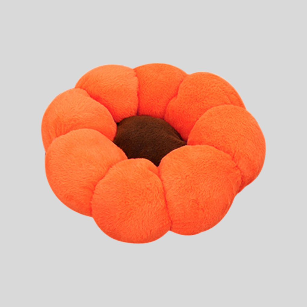 Plush Pet Bed with Raised Petal Rim and Polyester Fill, Three Sizes Available