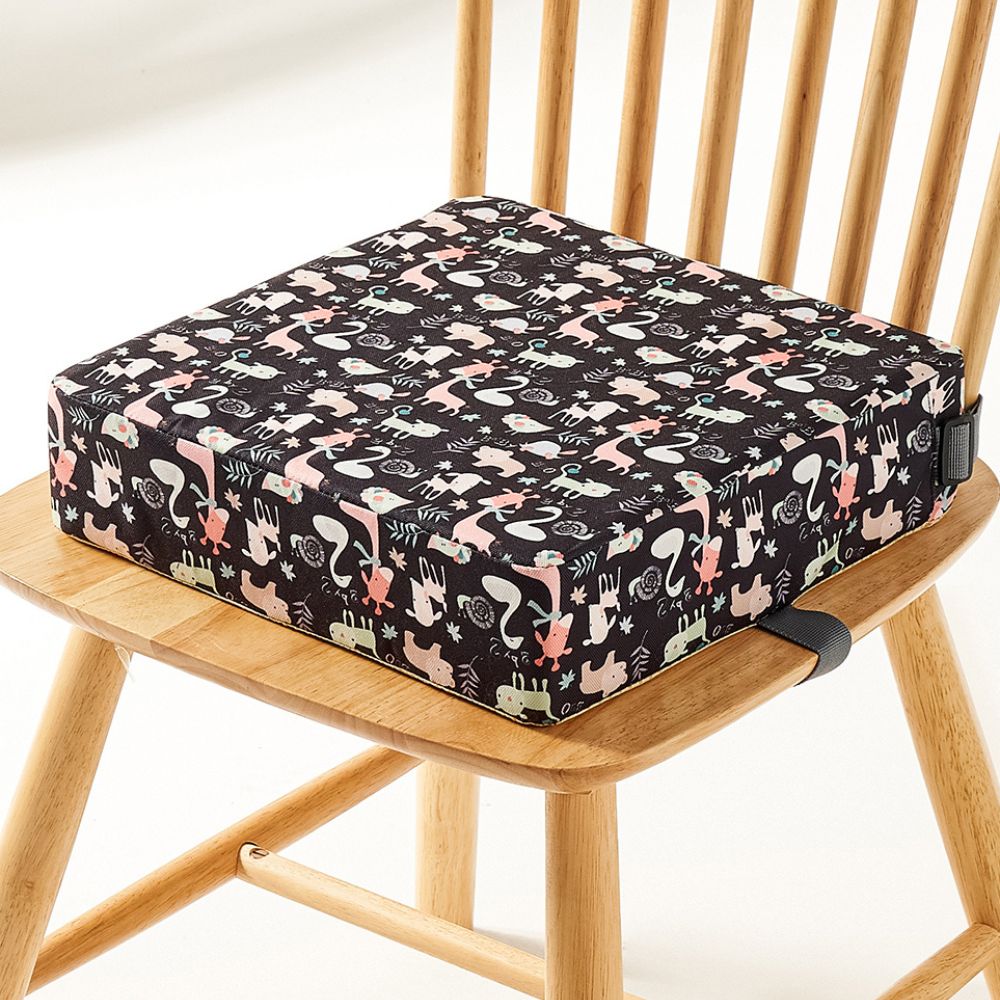 Travel Booster Seat with Adjustable Height and Foldable Design for Dining, Washable Cover