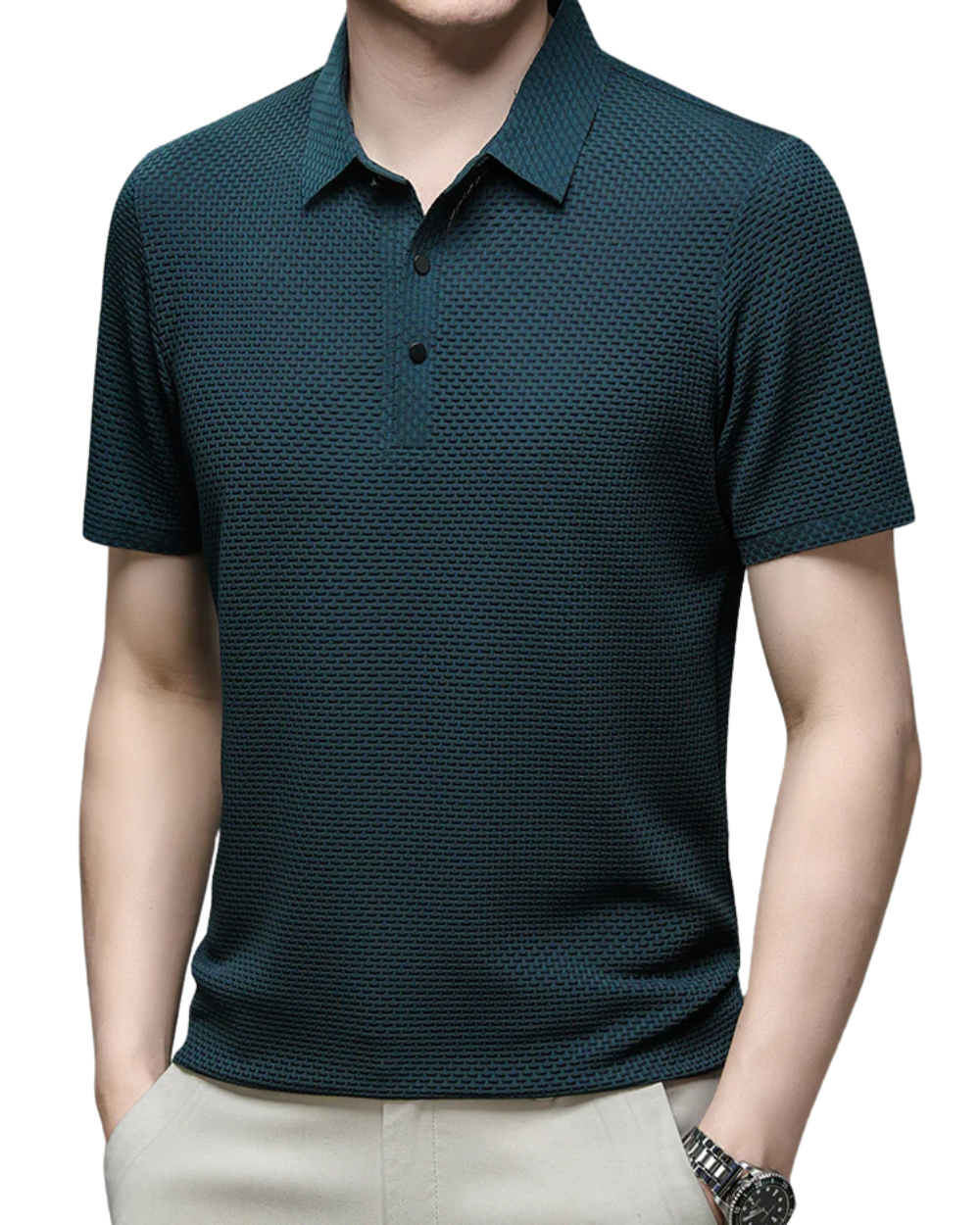 Men's Polo Shirt with Tailored Fit and Breathable Cotton Blend, Machine Washable