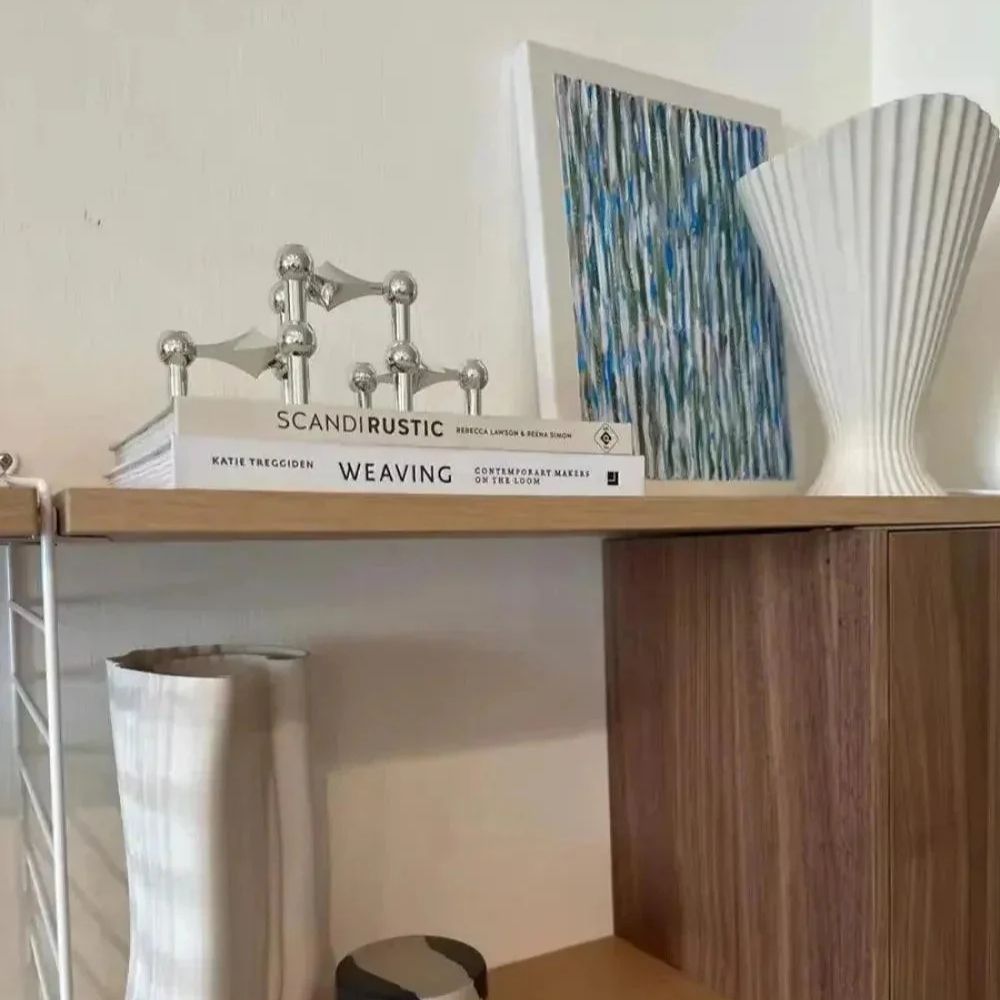 Modern Molecular Metal Candle Holder, Nordic Inspired Silver Centerpiece for Elegant Interiors