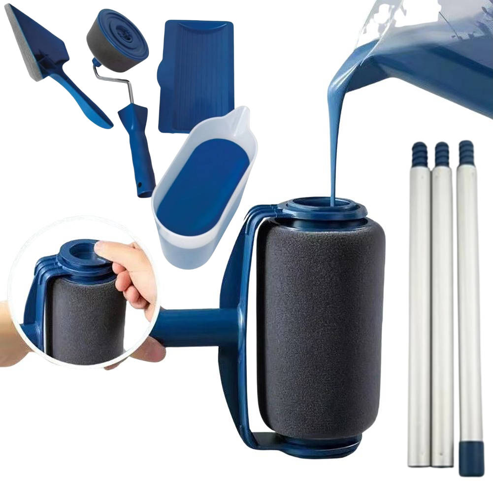 Triangular Paint Roller with Corner Brush and Sponge Applicator, 3-Piece Set