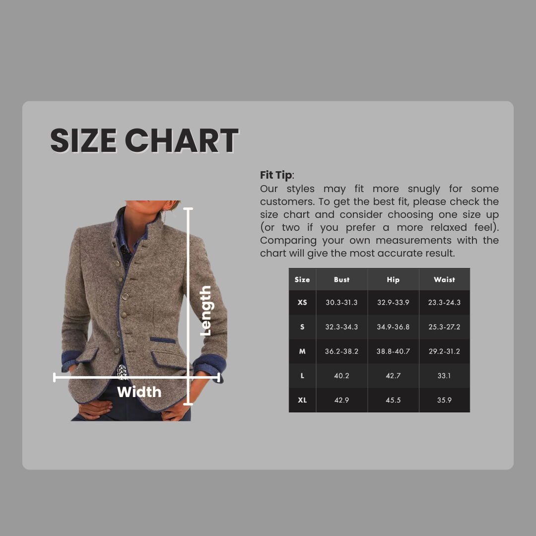 Two Tone Stand Collar Blazer with Tailored Fit and Button Front Closur