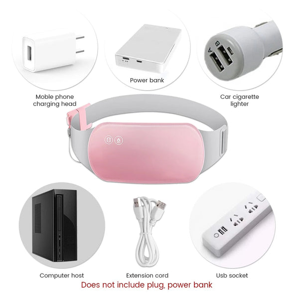 Wearable Menstrual Heating Pad with 3 Heat Settings and Vibration Massage, Waist Wrap