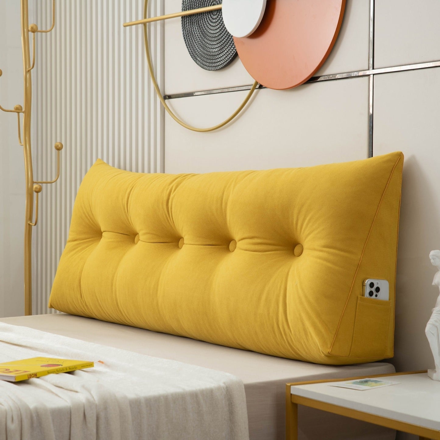 Wedge Pillow Backrest with Side Pocket and Removable Cover, Multiple Sizes