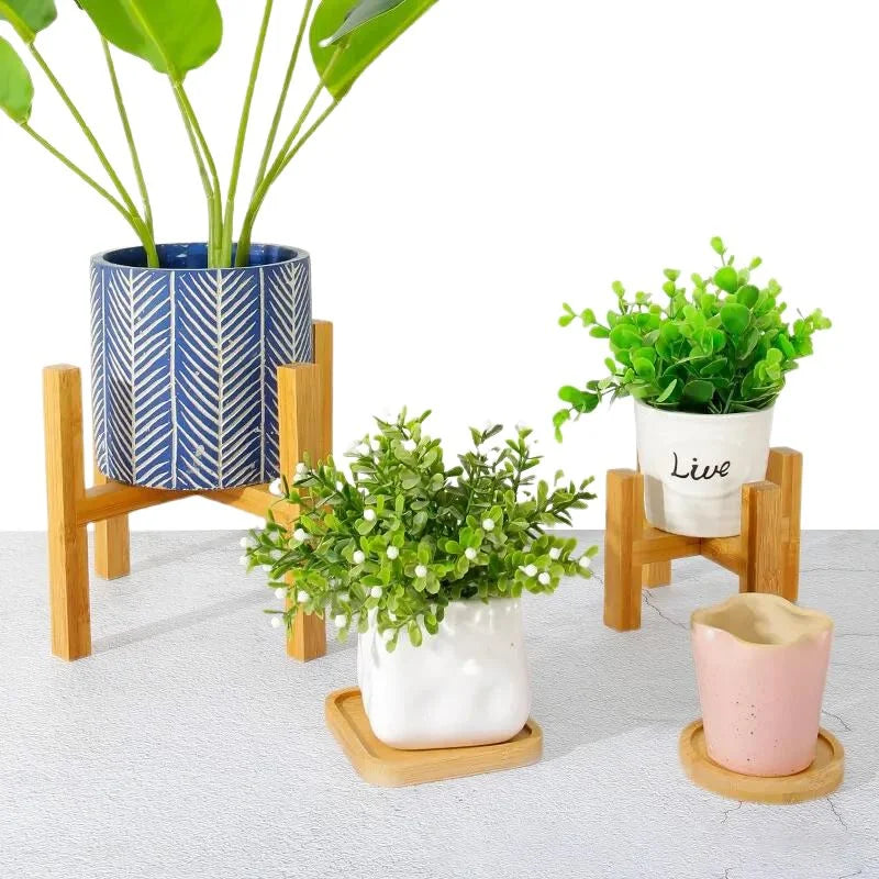 Wood Plant Pot Tray with Water Catchment Design for Indoor and Outdoor Use
