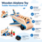 Wooden Airplane with Pilot Figures and Push Pull Action for Toddlers
