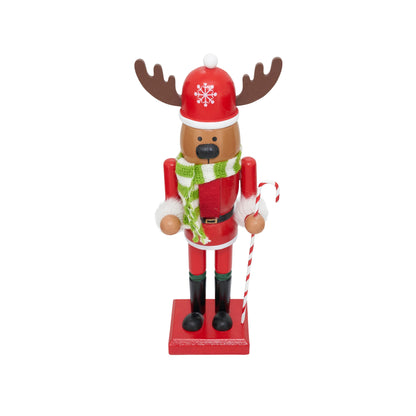 Reindeer Nutcracker with Carved Details and Stable Base